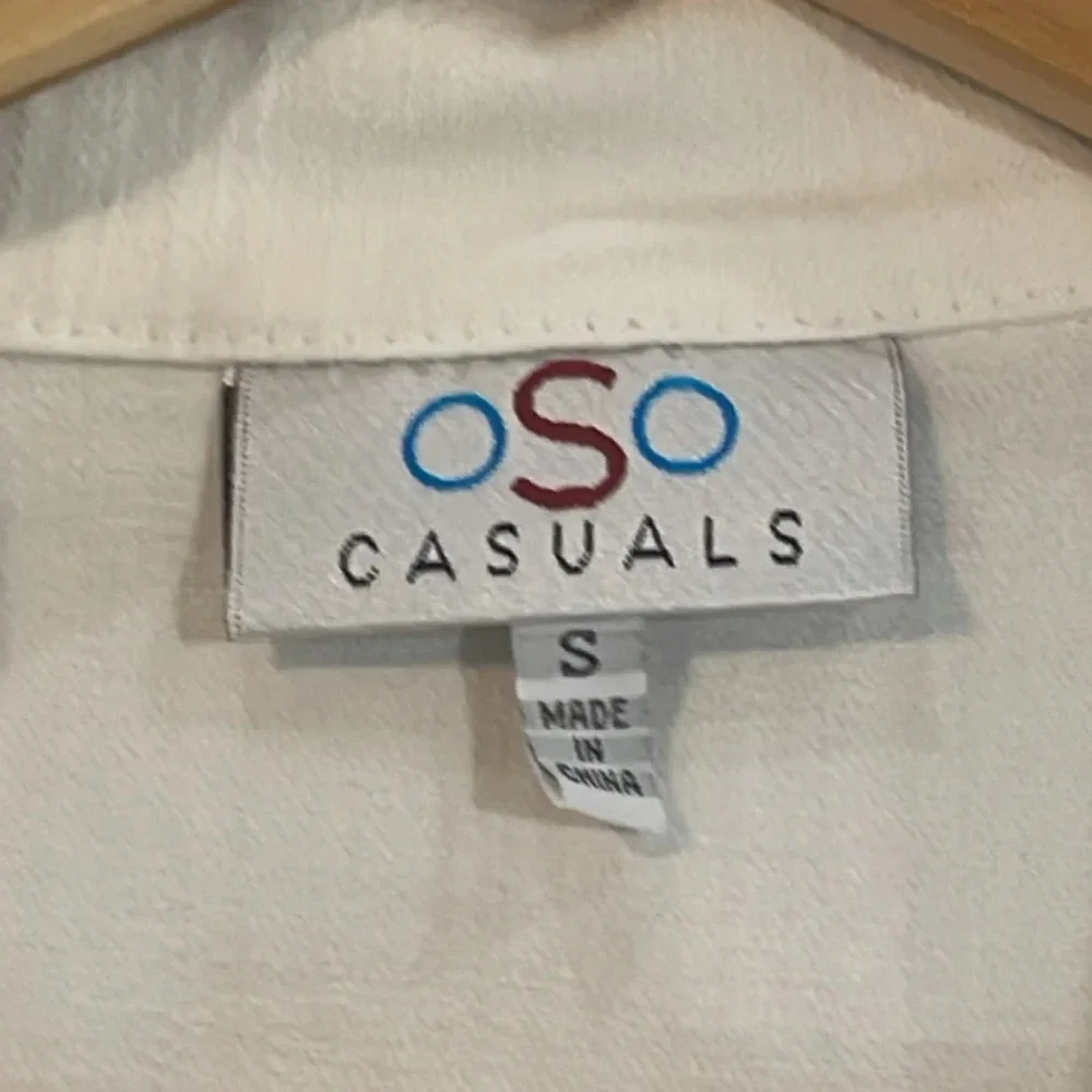 OSO Casuals Off White Denim Zip Front Jean Jacket Size Small - Picture 4 of 13